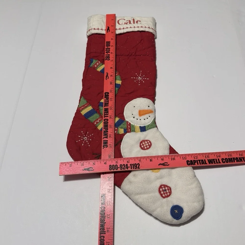 Red Quilted Snowman Christmas Tree Stocking 